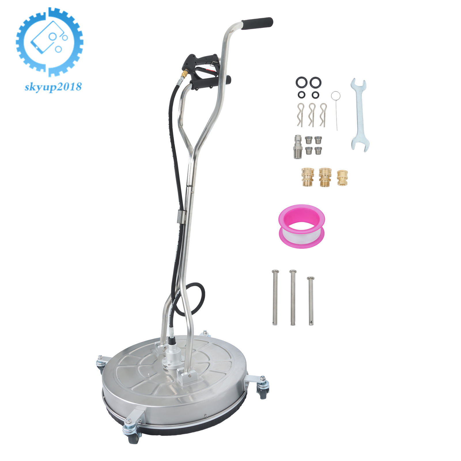 24″ Pressure Washer Surface Cleaner 6000PSI Quick Connect W/ Handles & Wheels