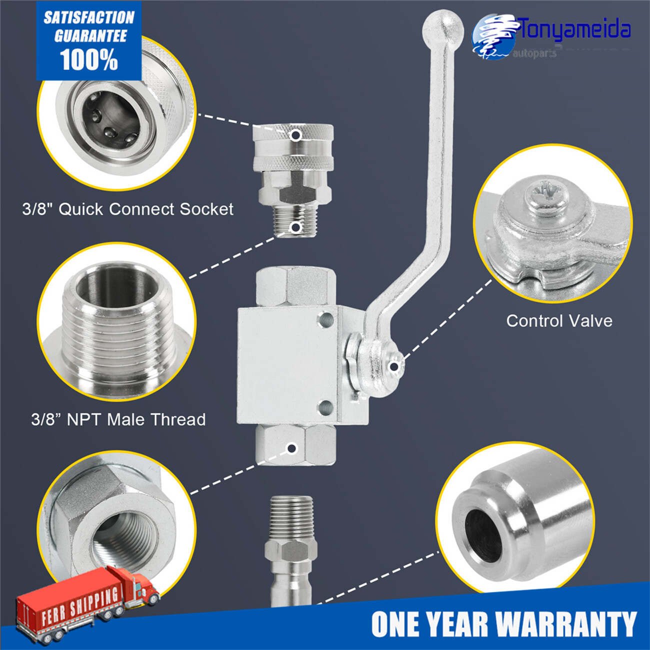 3/8″ Ball Valve for Pressure Washers Max 4500 PSI 3/8″ fitting Female Out