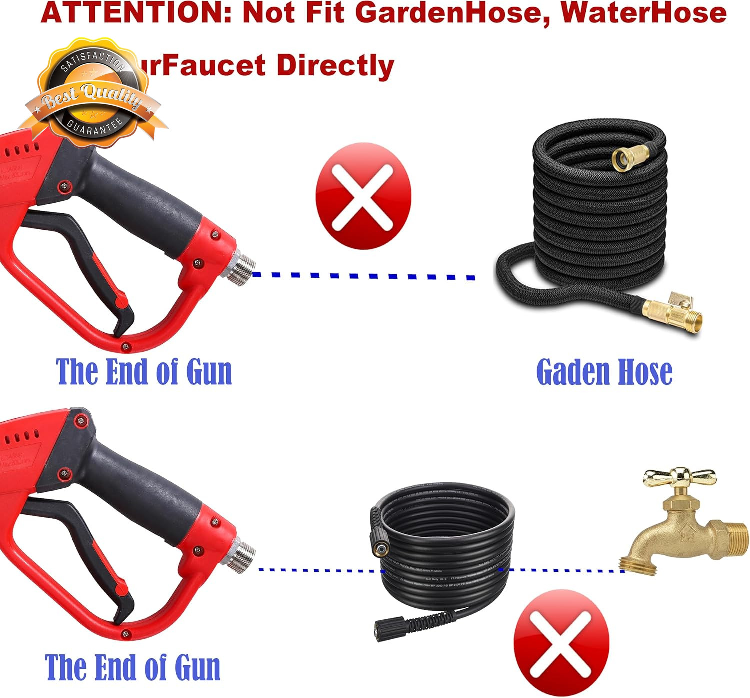 4000 PSI Pressure Washer Wand Extension 5 Nozzle Curved Rod Kit