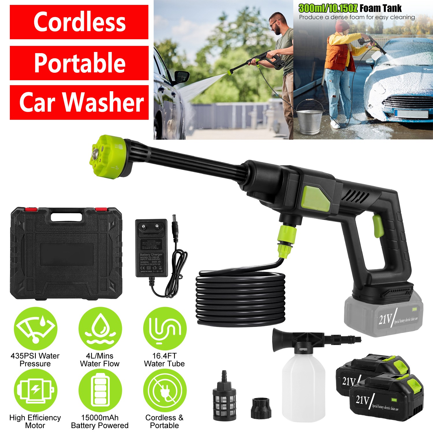 300W Electric High Pressure Water Spray Gun Portable Car Washer Cleaner Tool