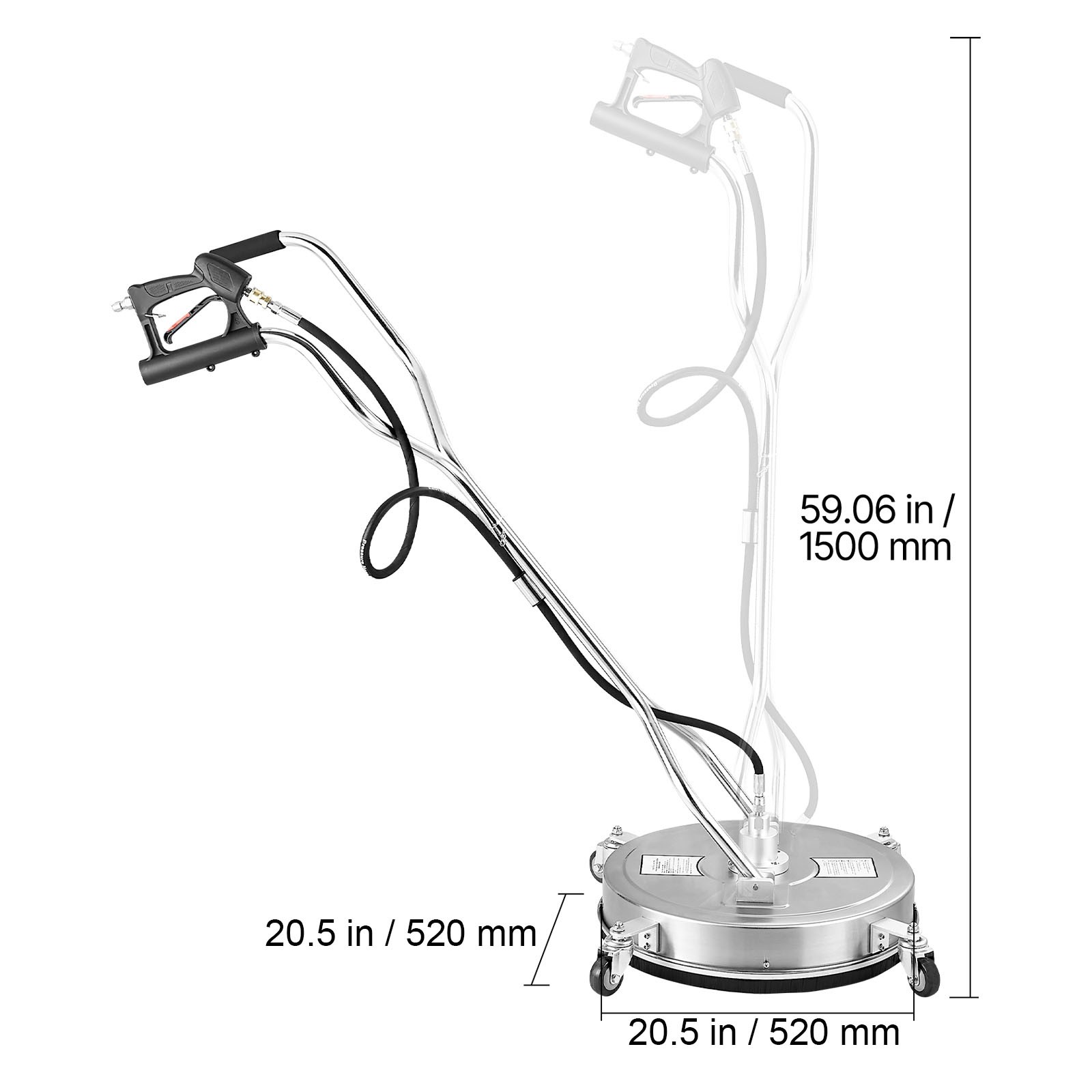 Uimoso 20-Inch Surface Cleaner for Pressure Washers, Dual Handles, 4000 PSI