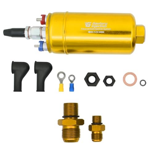 300LPH 044 External Inline Fuel Pump Kit – Gold Anodized, 12V High Pressure