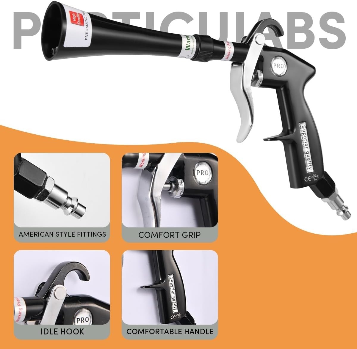 Tornado Air Blow Gun for Car Detailing – High Pressure Dry Cleaning Gun with …