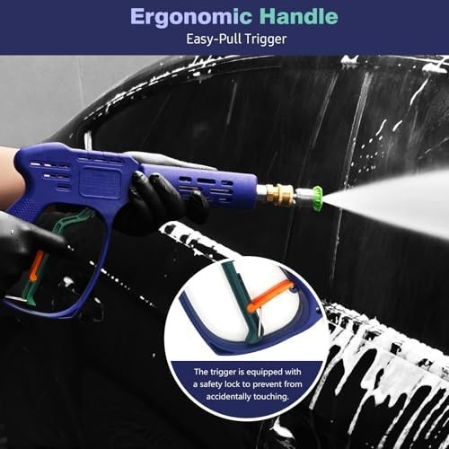 YeewayVeh High Pressure Washer Gun with 3/8″ Quick Connect and M22 14mm / 15mm F