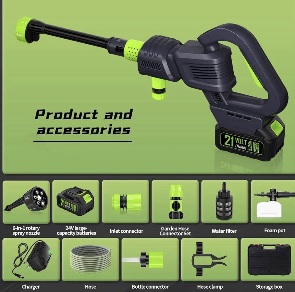 Cordless Pressure Washer, 1060 PSI Brushless Motor, Power Washer.