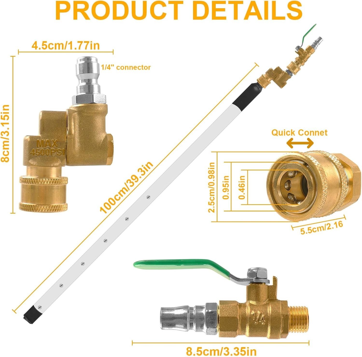 39” Radiator Cleaning Wand, 4500 PSI Stainless Steel Radiator Cleaner Wand w…