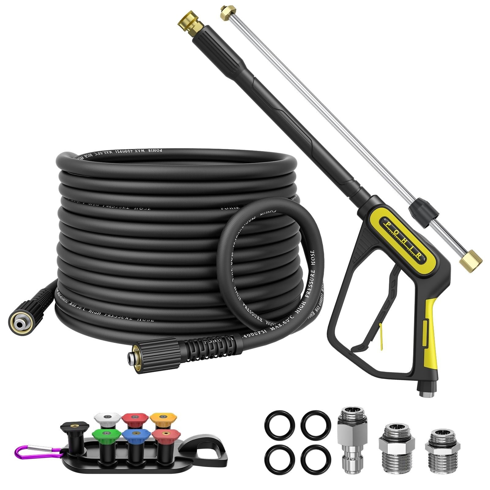 High-Pressure Washer Gun 5000PSI with 50ft Hose, Adjustable Wand & 7 Nozzles