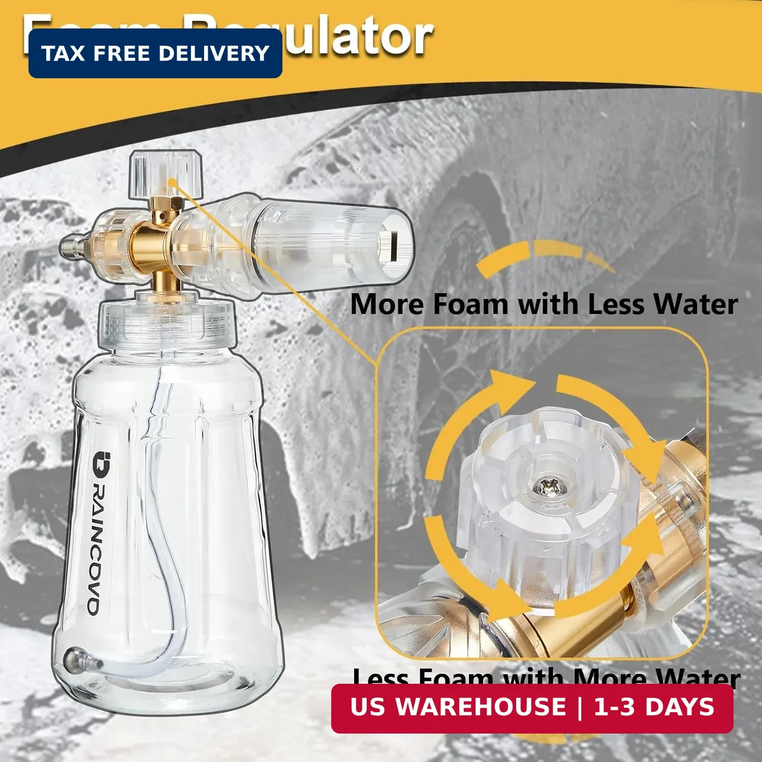Raincovo Foam Cannon with Short Pressure Washer Gun, Dual Connector Accessories,