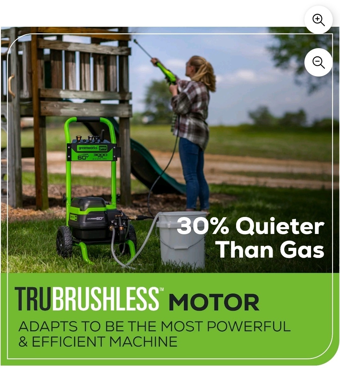 Greenworks Corded/60V 3000-PSI 2.0 GPM Electric Pressure Washer w/ 5.0Ah Batteri