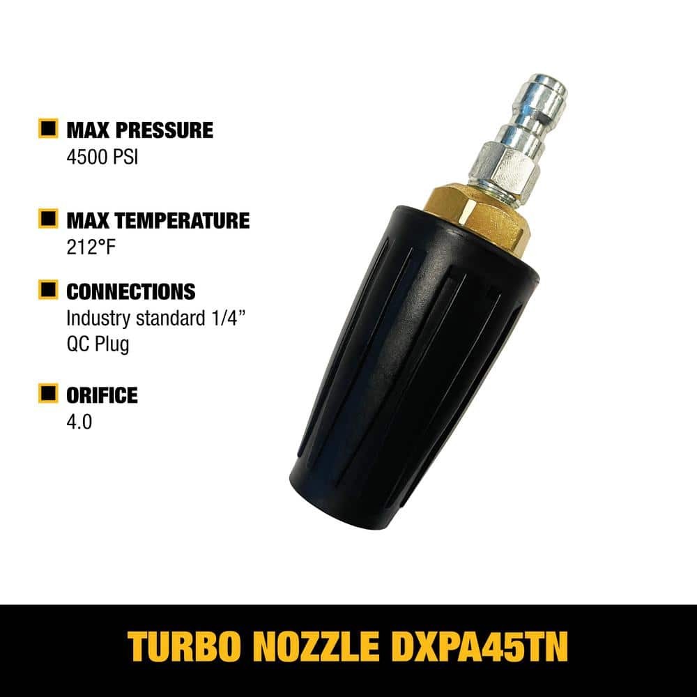 DEWALT Universal Turbo Nozzle w/ QC Connections for Hot/Cold Water 4500 PSI