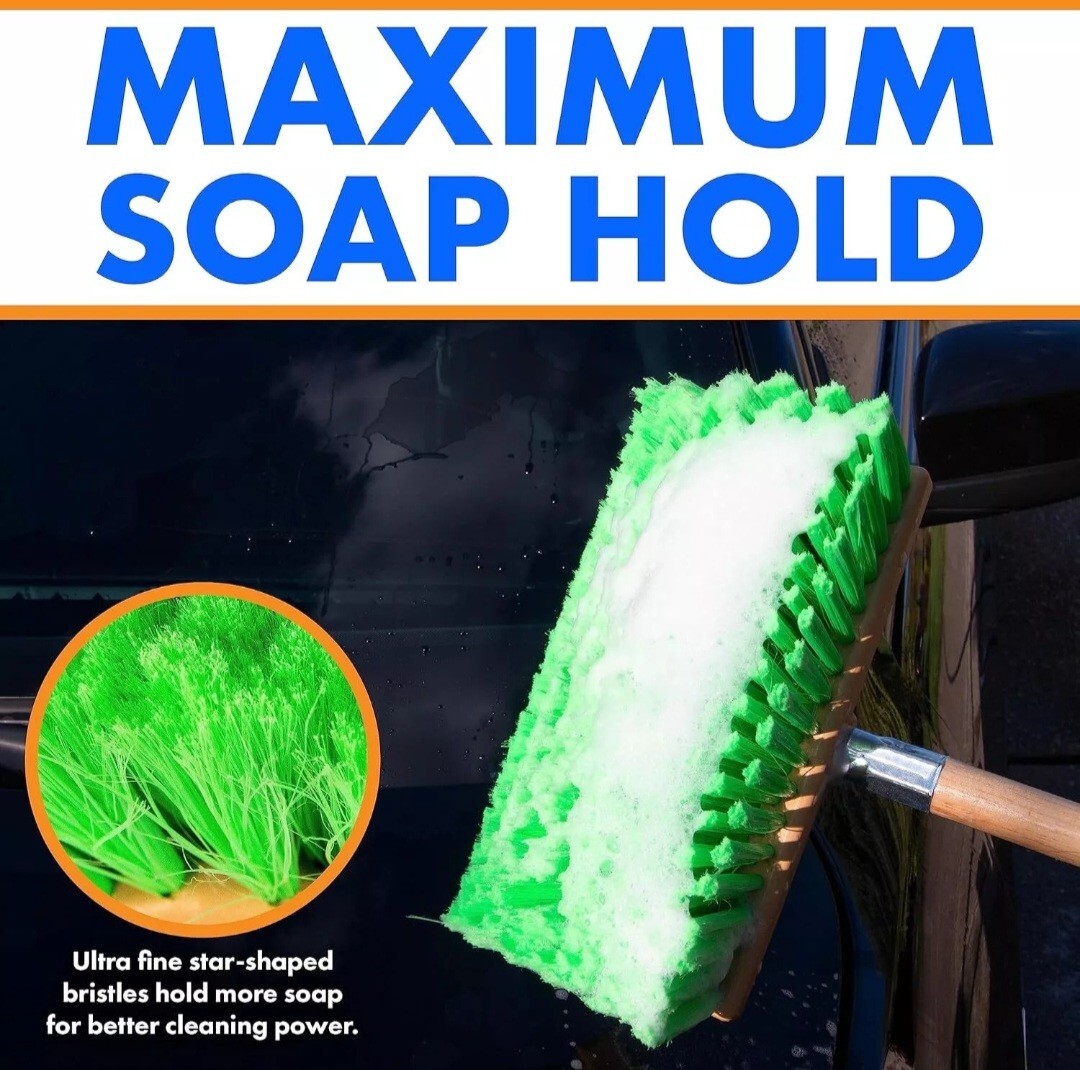 Hub City Industry 10- inch Car Wash Brush, Soft Nylon 10″ Wash, Green