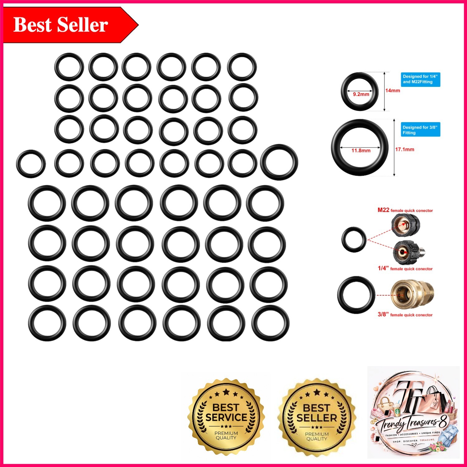 50-Piece Universal Pressure Washer O-Ring Set