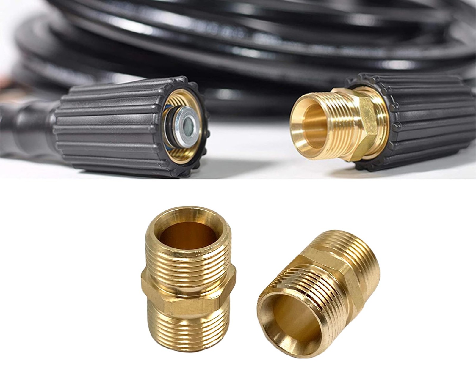 4Pcs M22 14mm Male to M22 14mm Male Pressure Washer AdaptersBrass 5000 PSI Pr…