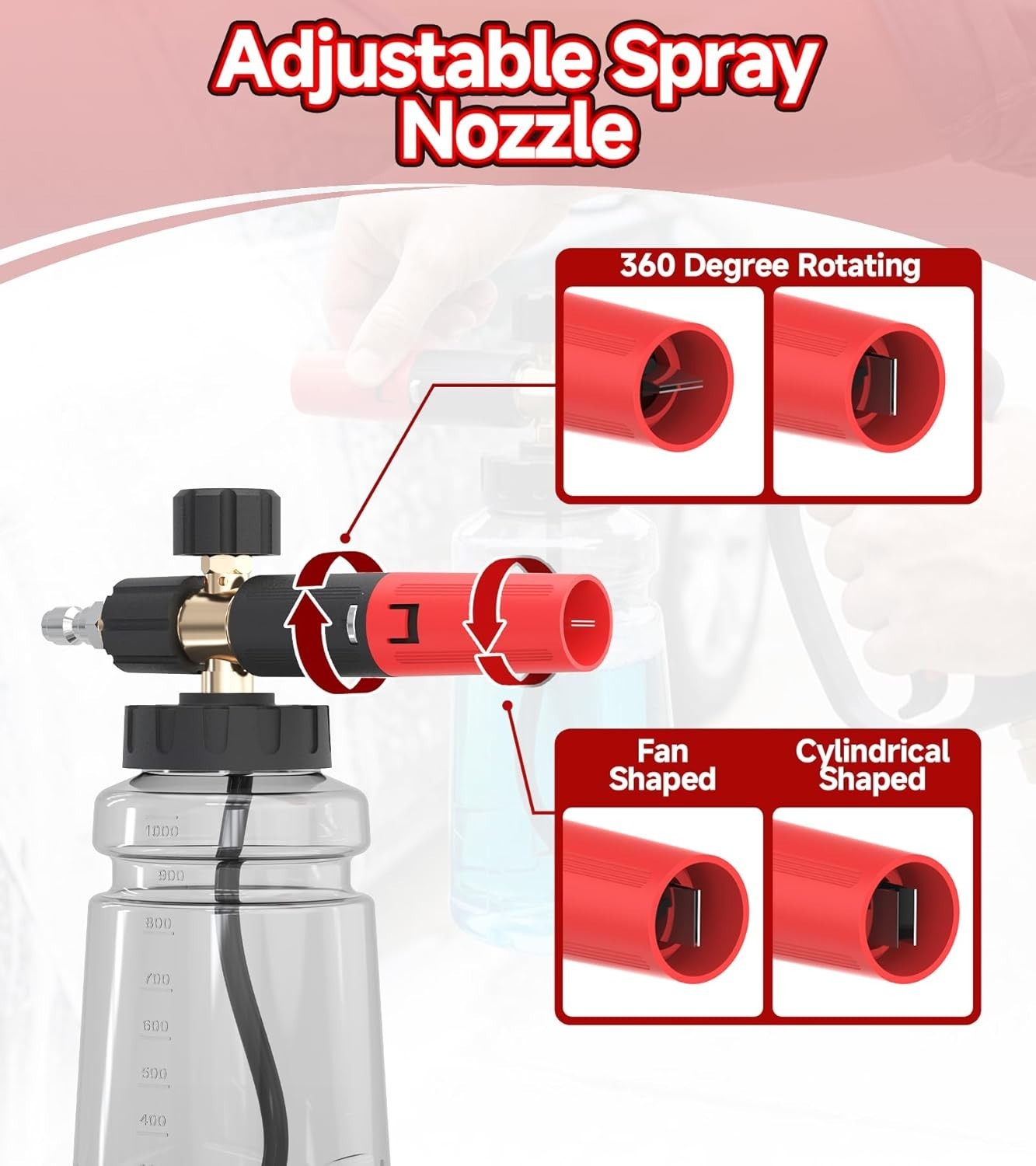 Pressure Washer Foam Cannon 1/4″ Quick Connector Adjustable Soap Car Wash