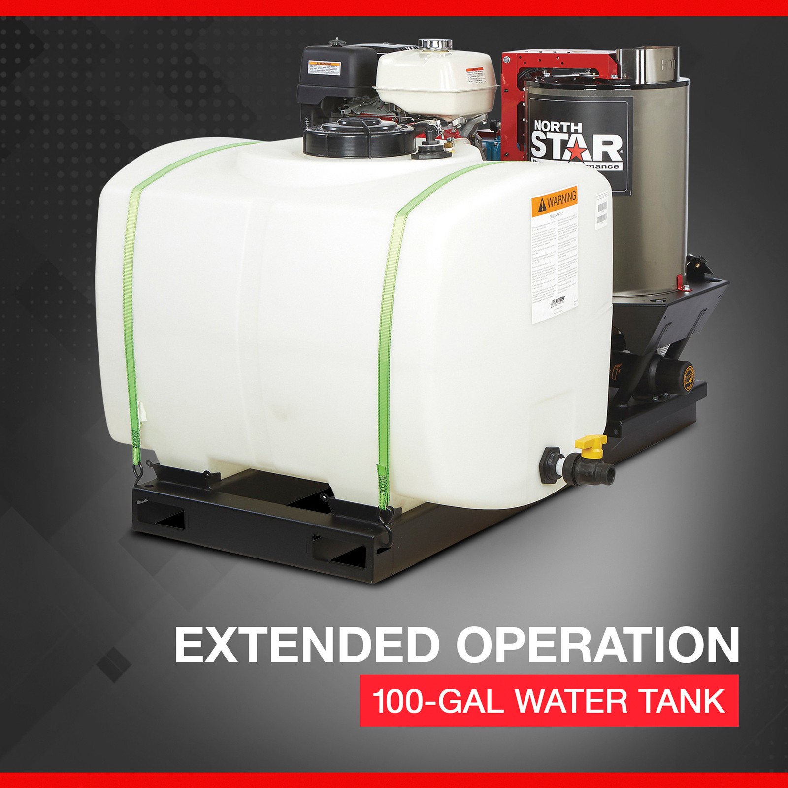 NorthStar Hot Water Pressure Washer Skid with Wet Steam, 3000 PSI, 4 GPM, Honda