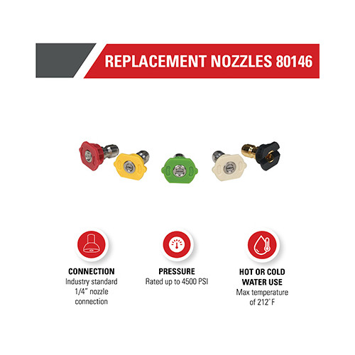 Simpson 80146 Universal Pressure Washer Replacement Nozzles, Up to 4500 PSI –