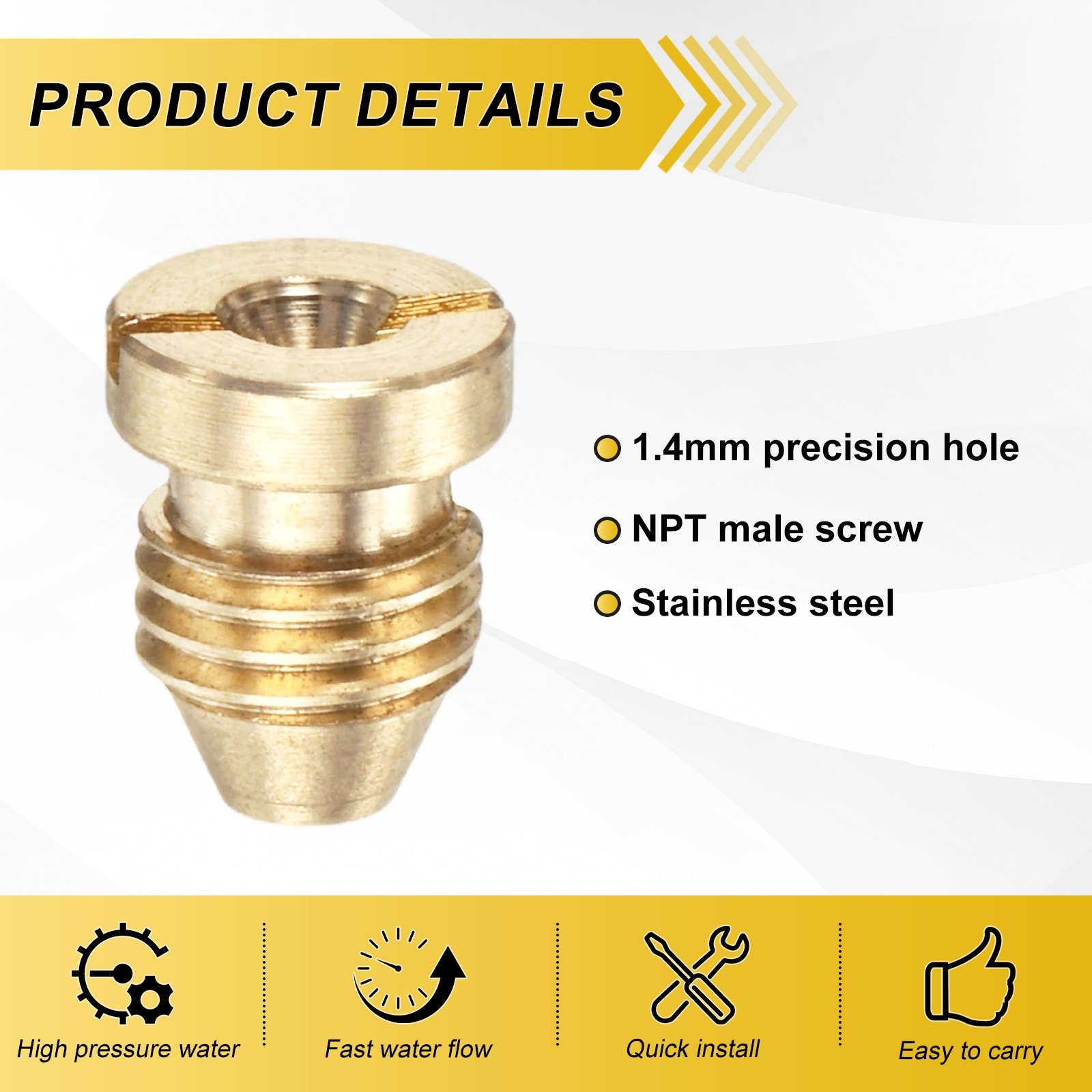 1-Set 1.4mm Copper Orifice Foam Cannon Nozzle and Single Layer Foam Maker Meshes