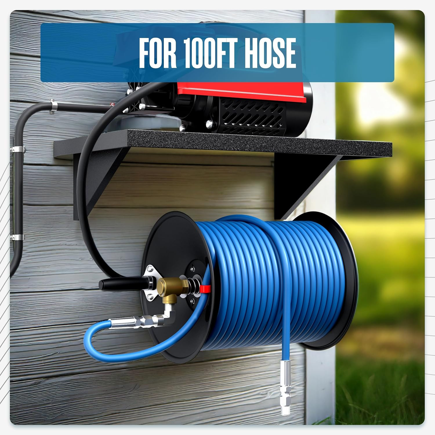 Houseables Pressure Washer Hose Reel, Pressure Washer Reel, 100 FT, Holder for P