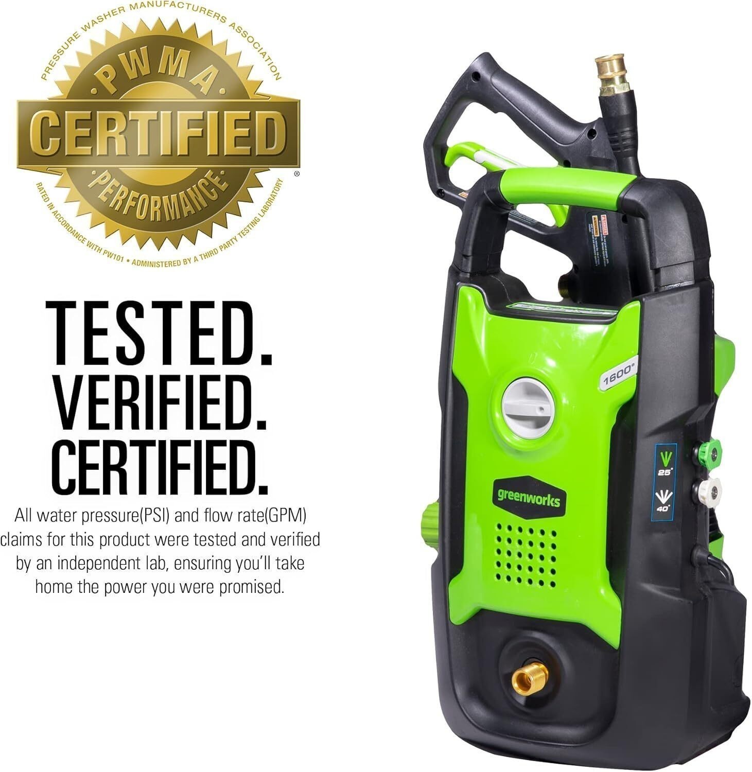 1600 PSI Electric Pressure Washer Lightweight 20 FT Hose 35 FT Power Cord Patio