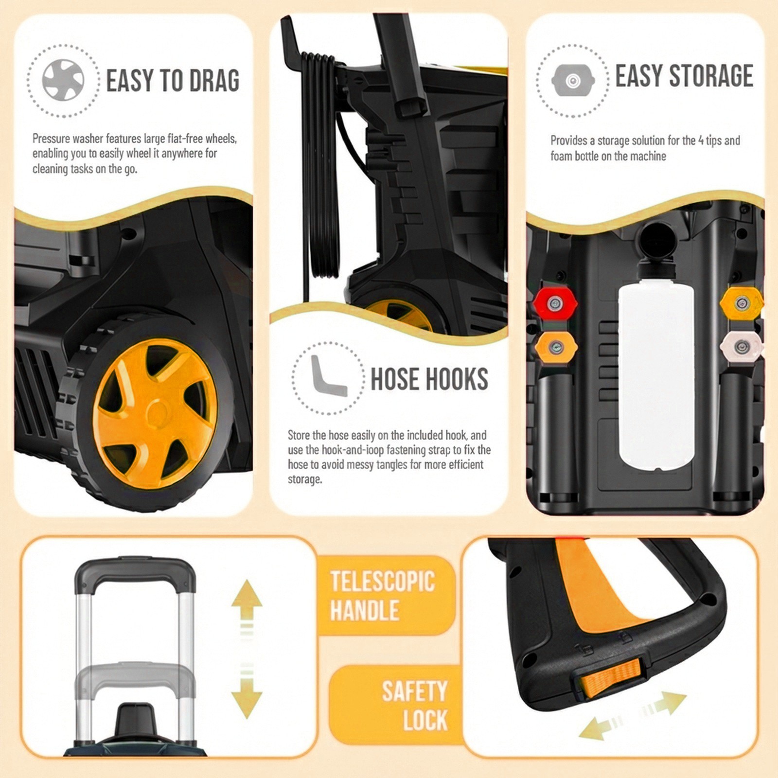 4200PSI 2.5GPM Electric Pressure Washer Portable Electric Power Cleaner Machine