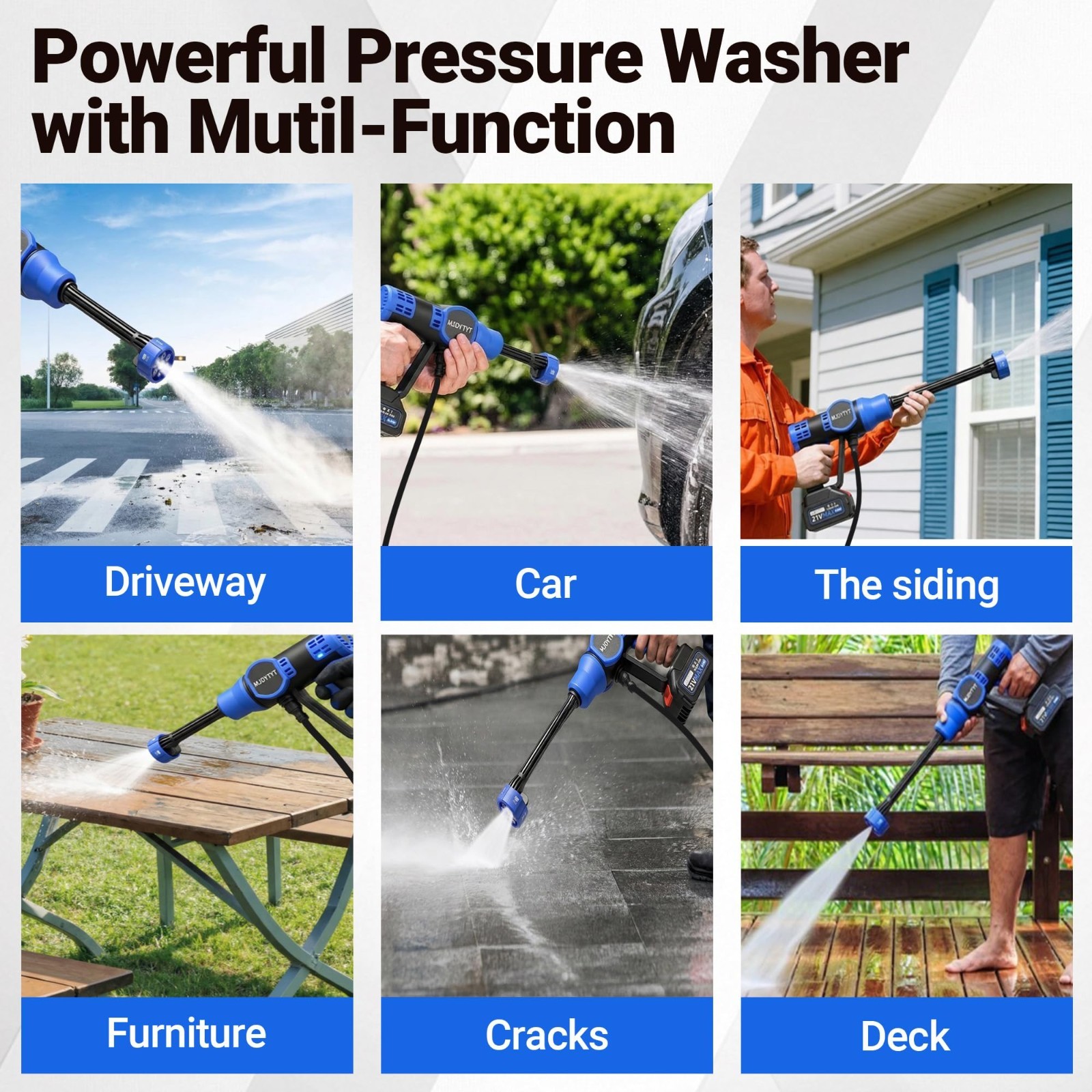 Cordless Power Washer with Brushless Motor, 6-in-1 Nozzle, Portable Handheld Cle