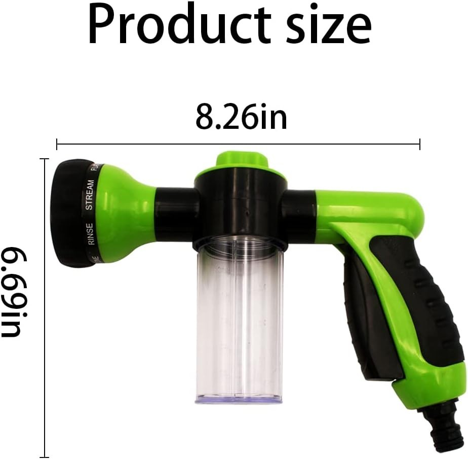 Compact High Pressure Cleaning Nozzle with 8 Customizable Patterns in Green