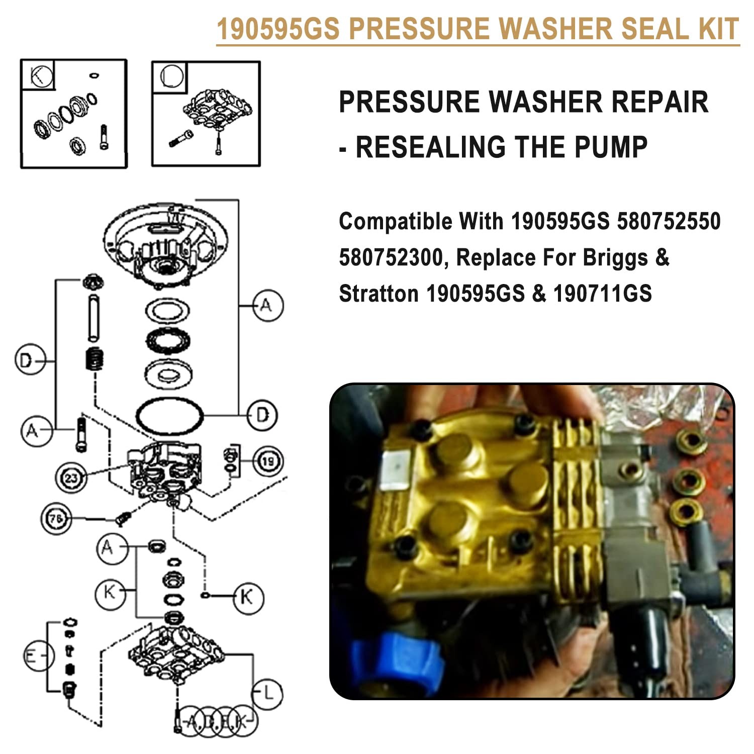 Complete Pressure Washer Seal Kit Seals Replacement Set Compatible Wit