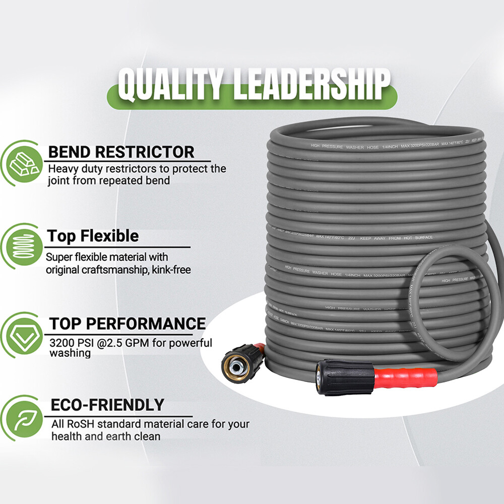 YAMATIC High Pressure Washer Hose 25/50/100 FT 1/4″ Super Flexible Hose M22-14mm