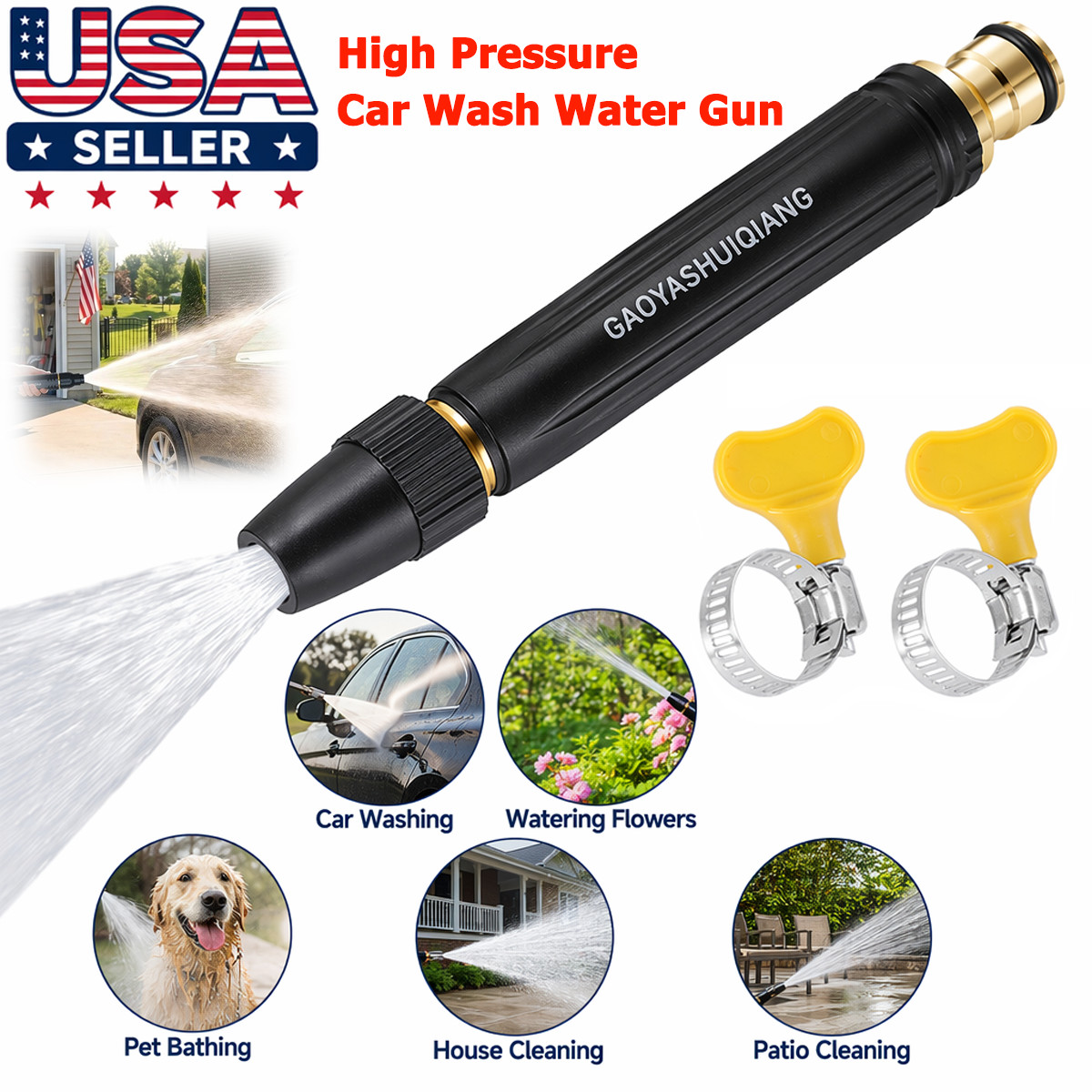 High-Pressure Hose Nozzle – Water Gun for Car Wash & Garden Boosting Power Lot
