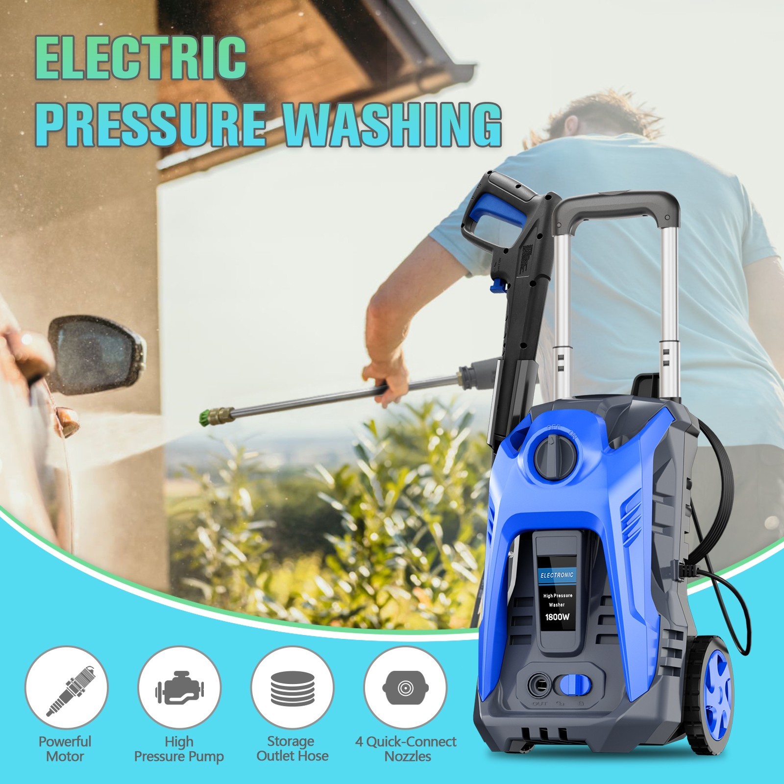 4200PSI 2.0GPM High Pressure Power Washer Portable Electric Cleaner Machine