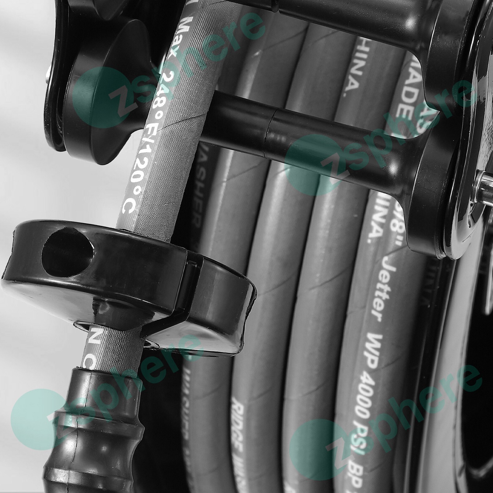 Pressure Washer Hose Reel Kit | 50′ Rubber Steel Hose and 4′ Jumper with 3/8″ QC
