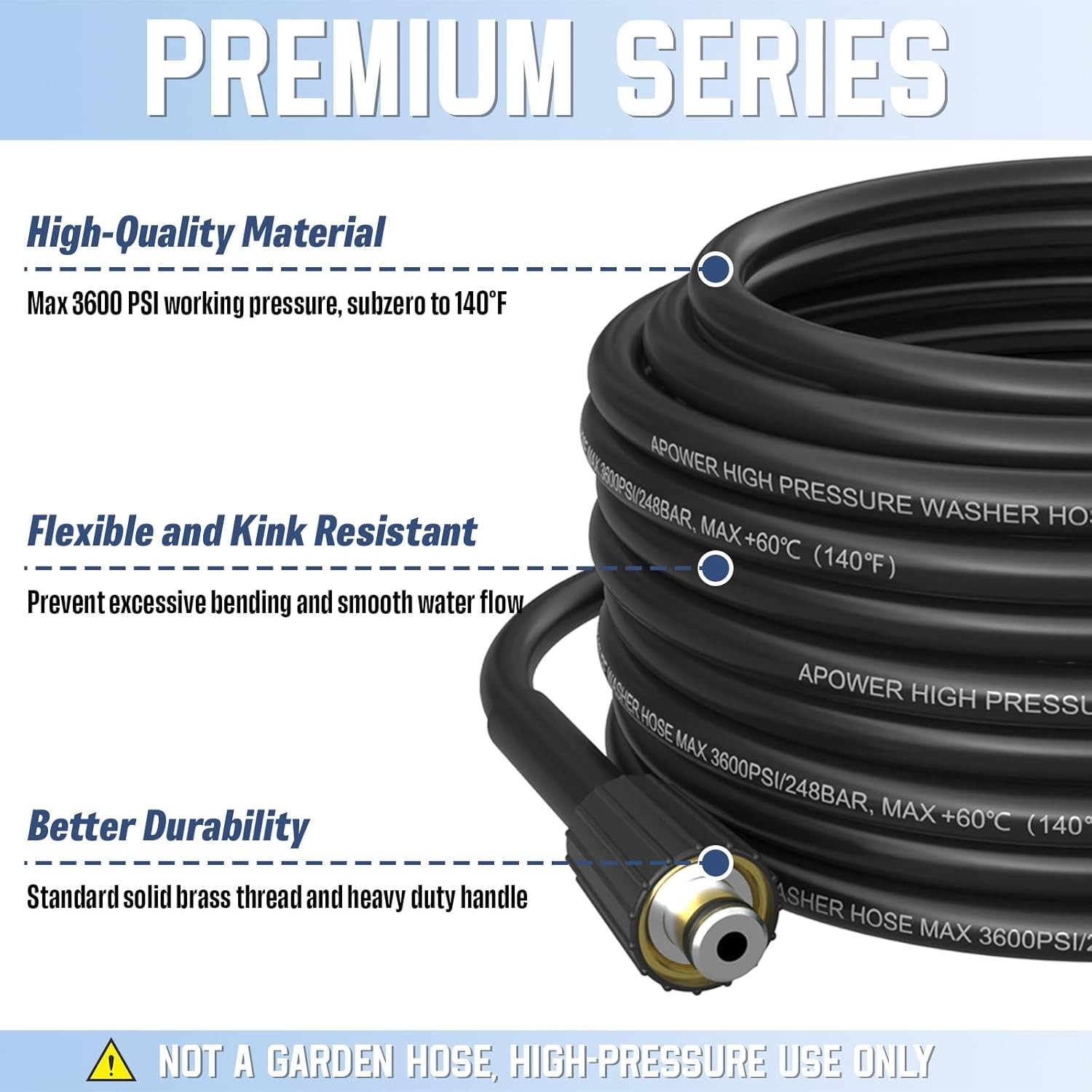 PVC Pressure Washer Hose 50FT x 1/4″ 3600 PSI Power Washer Extension Hose Hig…