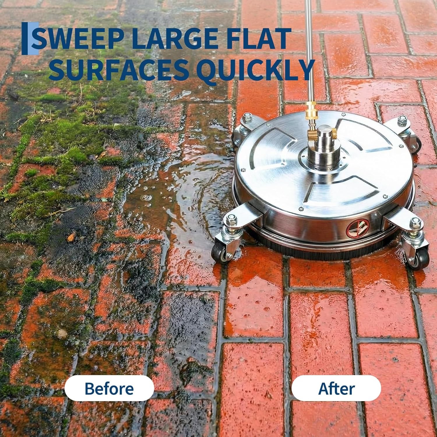 14″ 4000PSI Pressure Washer Surface Cleaner w/ 2 Wands & 4 Wheels Quick Connect