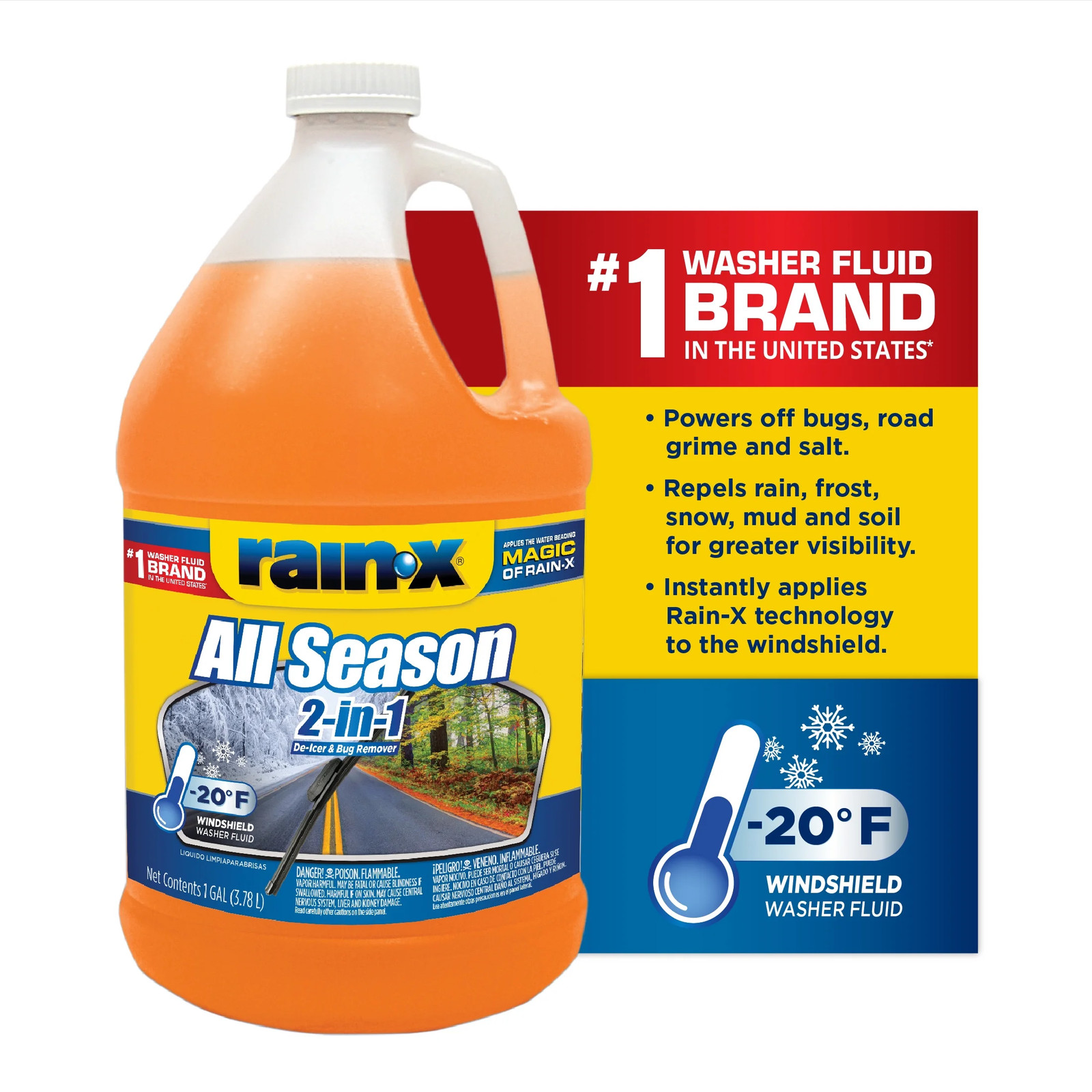 Rain-X -20F 2-In-1 All-Season Washer Fluid Windshield Cleaner 2 Pack