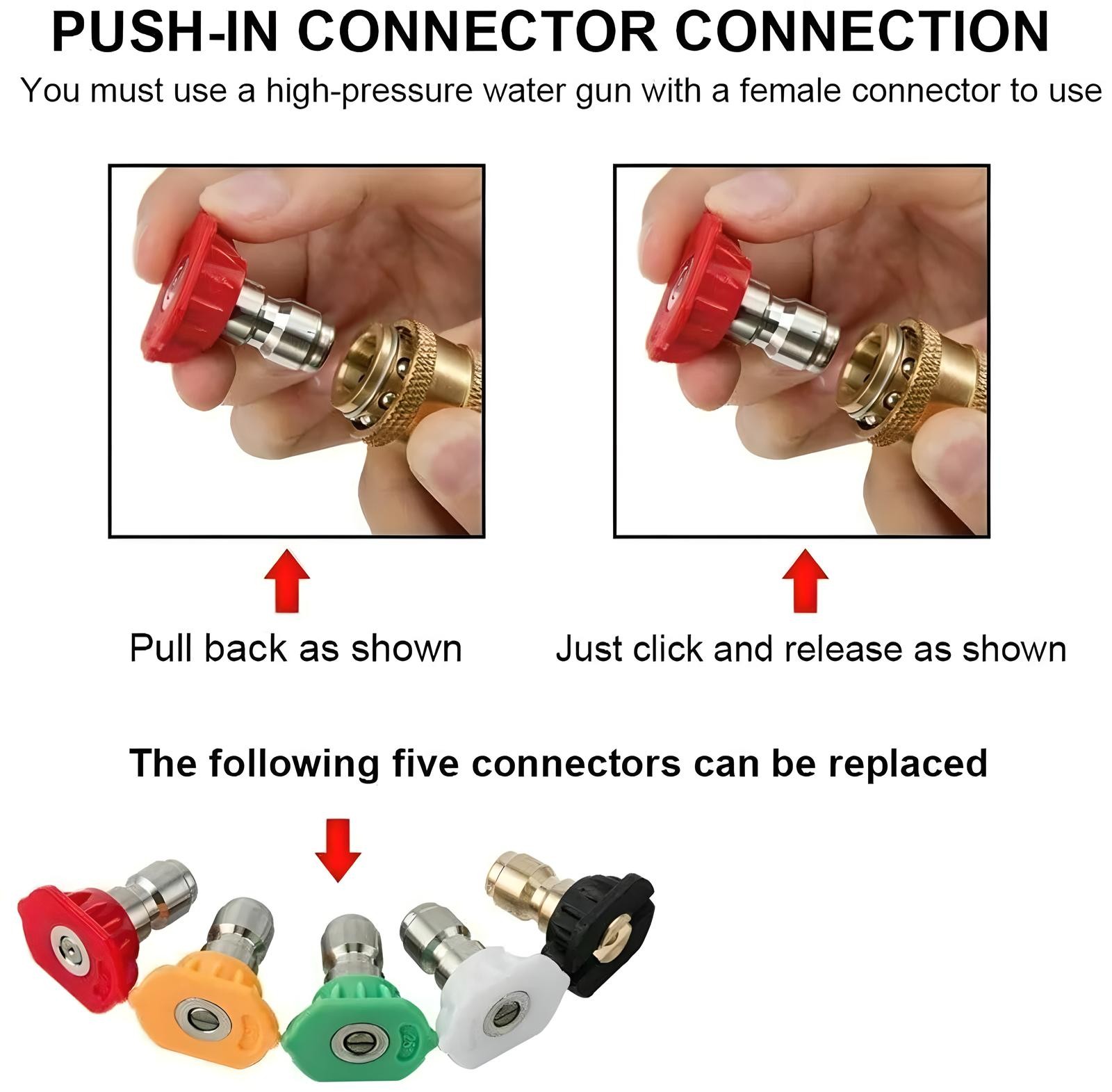 1/4″ 5pcs Pressure Washer Spray Tips Nozzles High Power Kit Quick Connect Set US