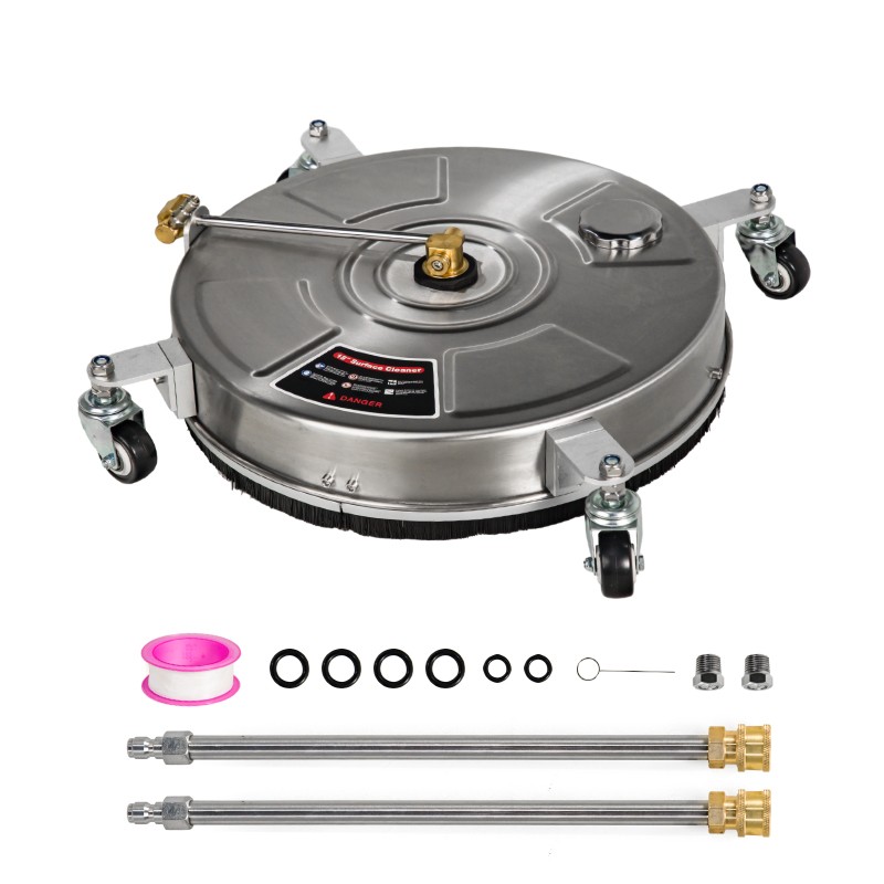 18″ Pressure Washer Surface Cleaner w/ Wheels 4000 PSI + 2 Extension Wand
