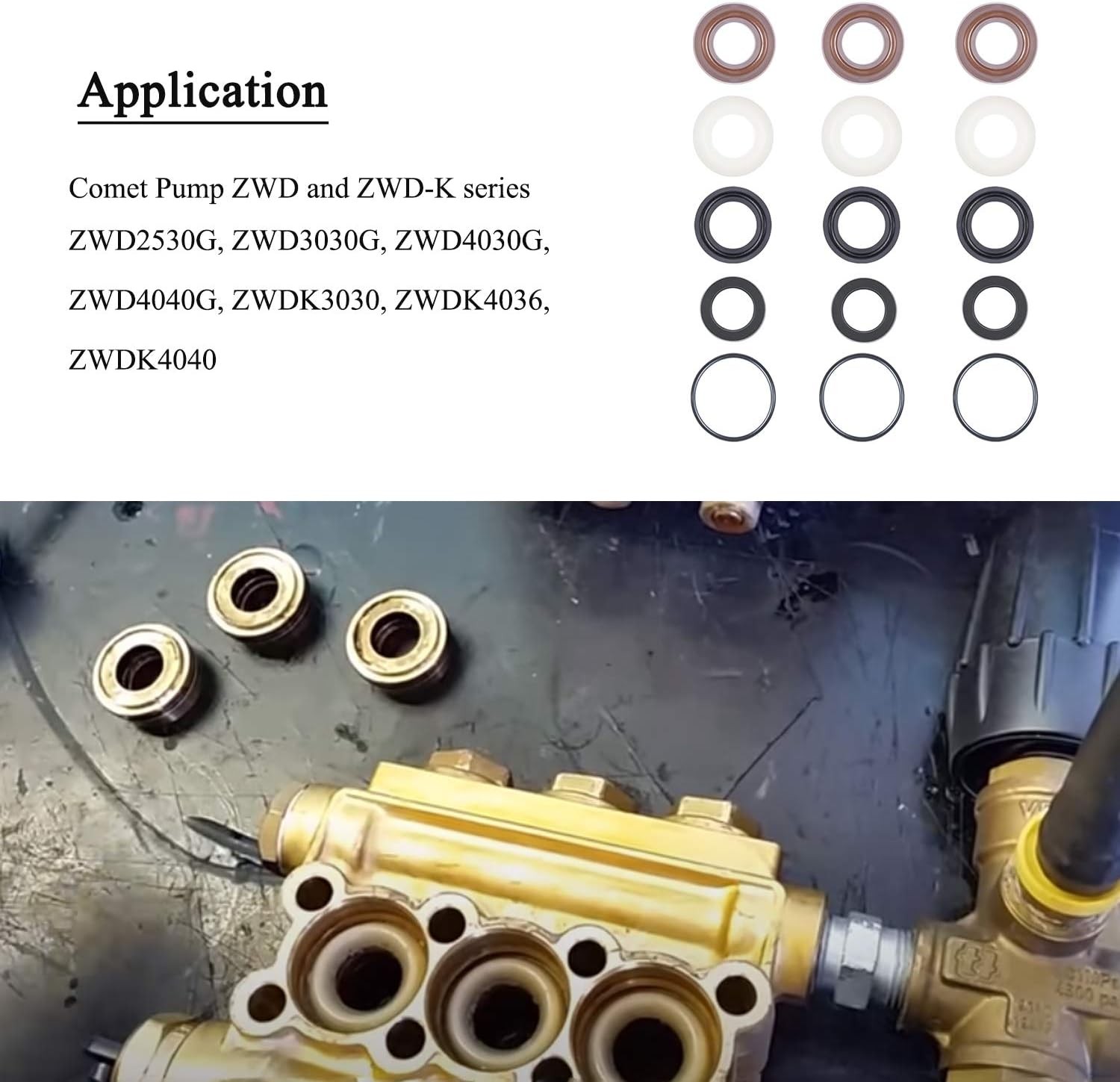 Comet ZWD ZWD-K Pump Seals 5019.0064.00, 5019006400 Pressure Washer Seal Kit