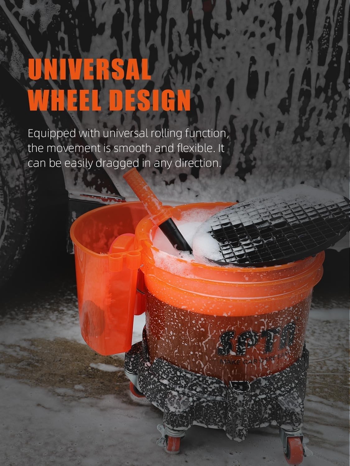 Luxury Bucket Dolly with 5 Wheels for Effortless Car Washing & Detailing