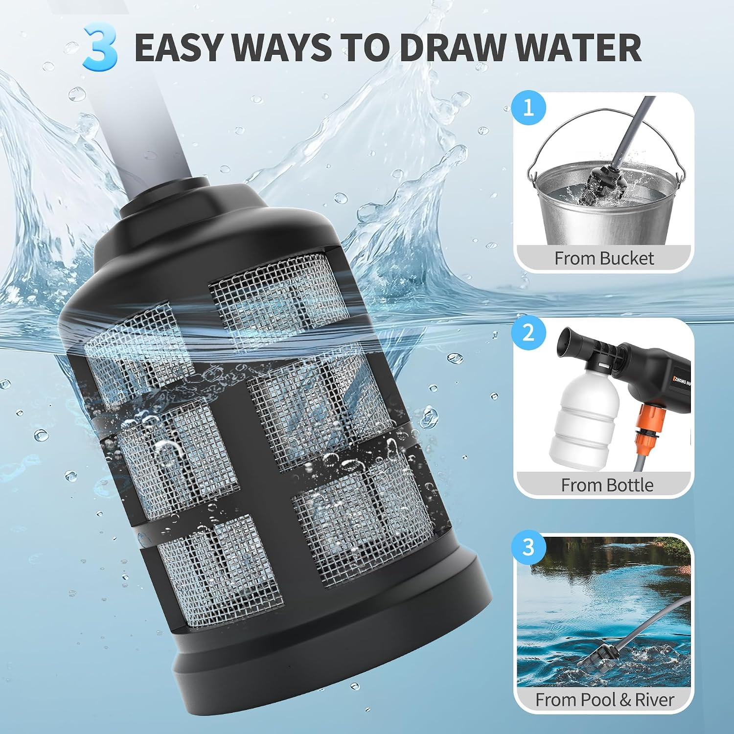 Cordless Portable Washer, Handheld Washer with 3 Adjustable Modes, 6-In-1 Nozzle