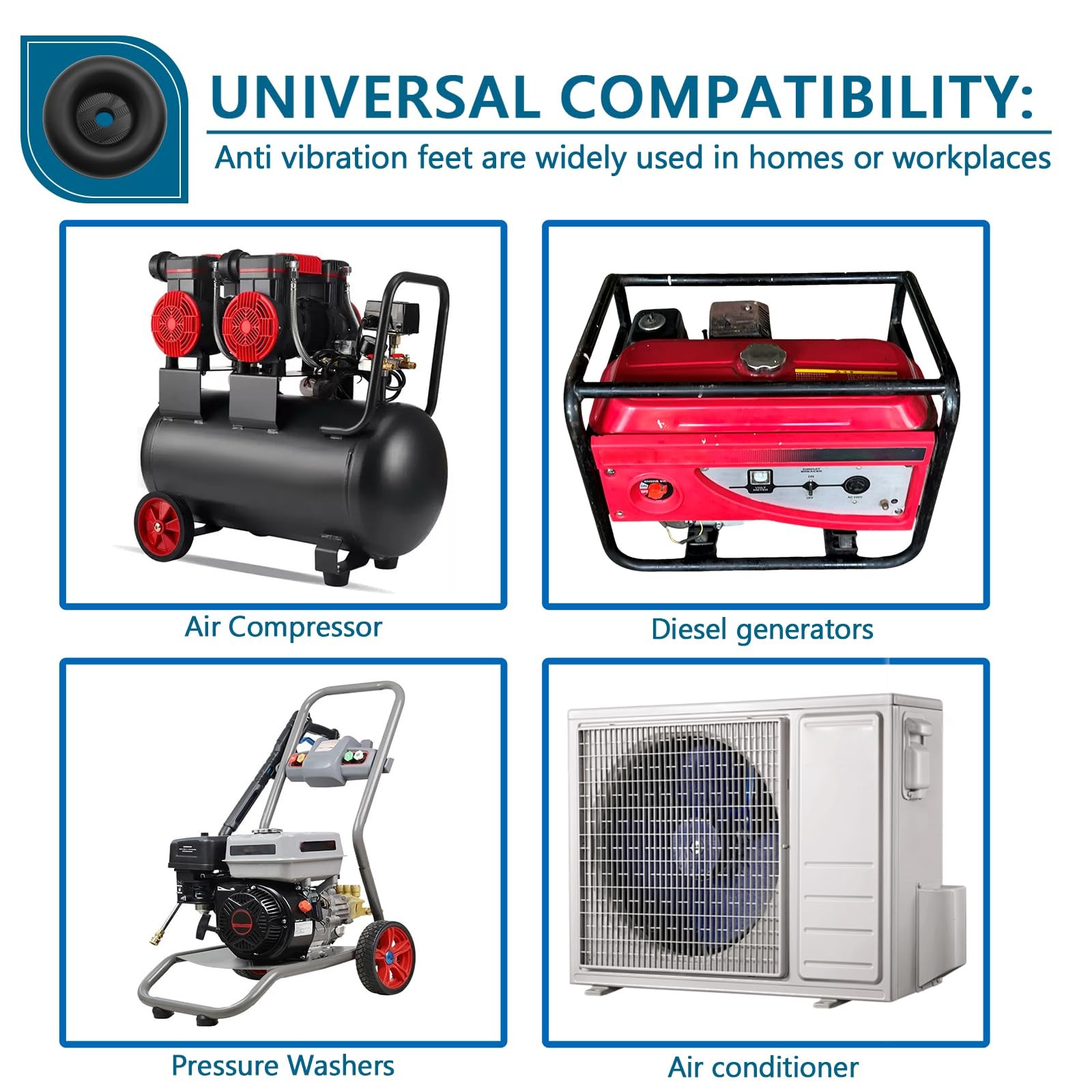 Heavy Duty Anti Vibration Feet for Generators, Pressure Washers, Compressors …