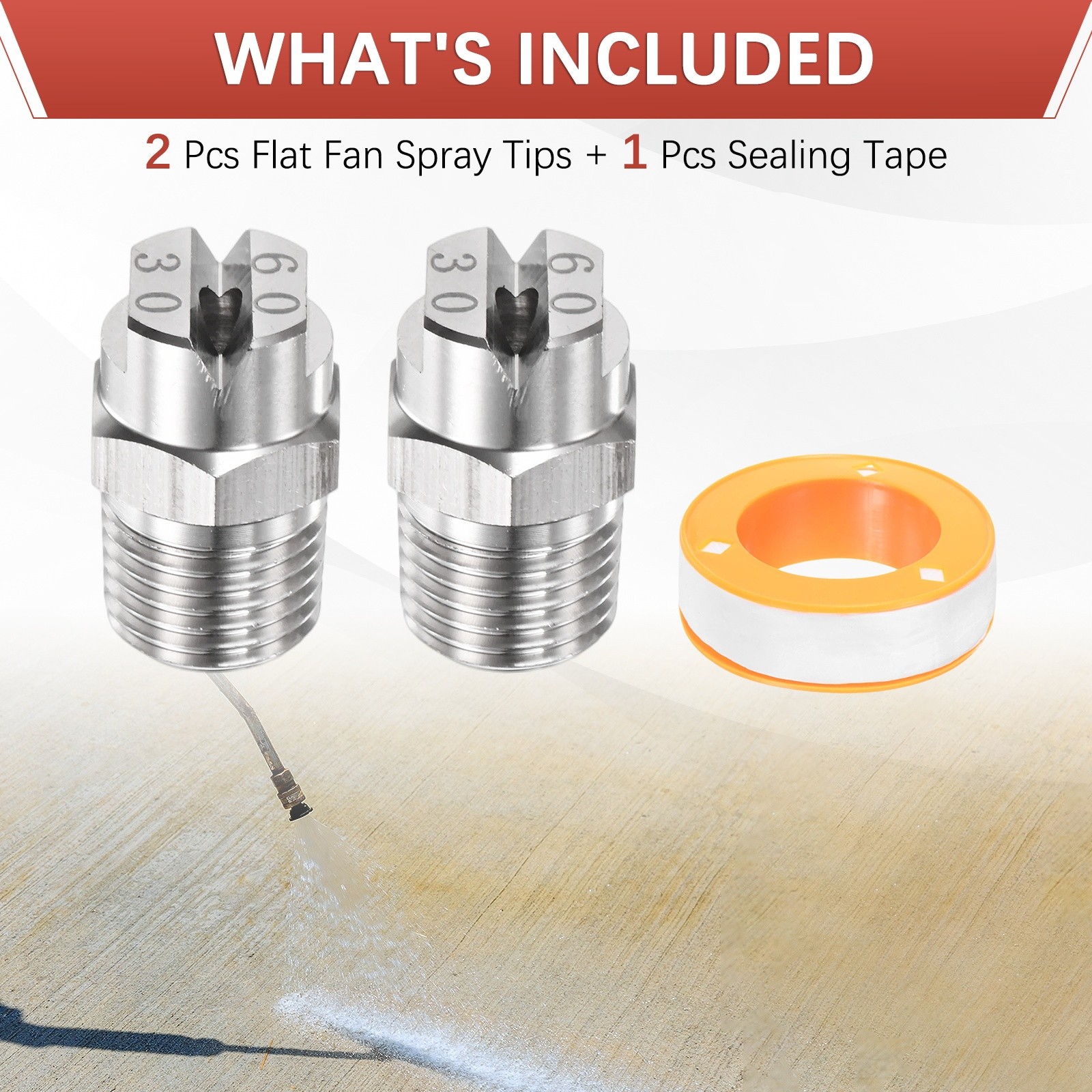 1/4″BSP 60° Flat Fan Spray Tip [3PCS] – Pressure Washer Nozzles [3.6MM]