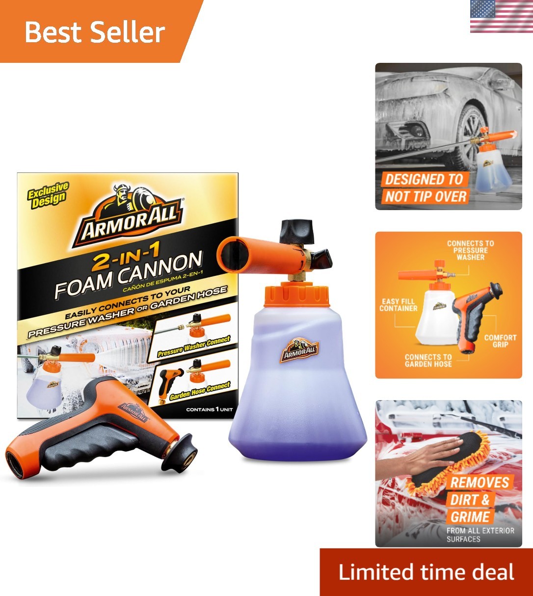 Effortless Foam Cannon Car Wash Kit – Compatible with Hoses & Pressure Washers