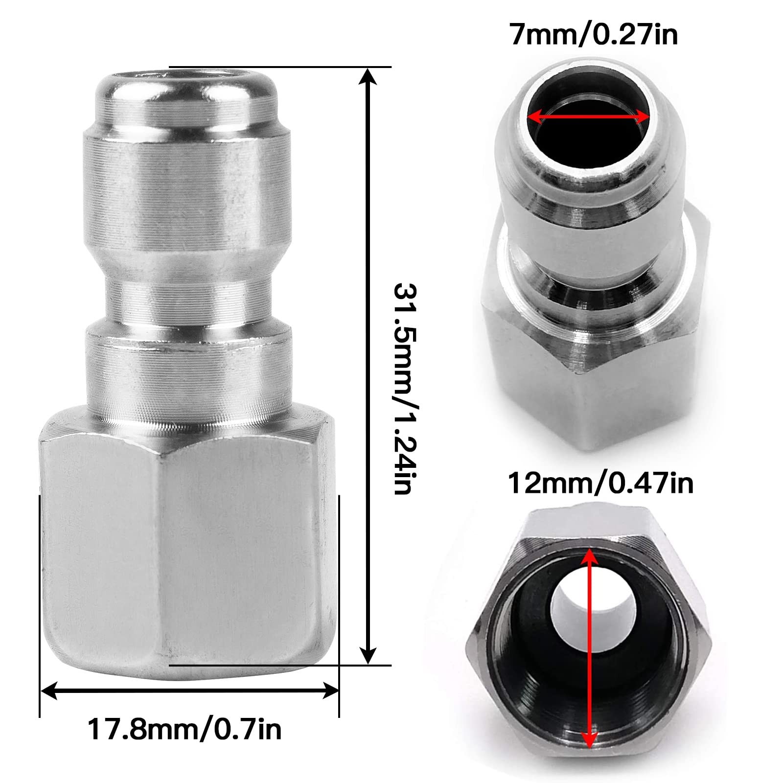 2 PCS Pressure Washer Coupler 1/4 Inch Male Quick Connect Plug to Female NPT
