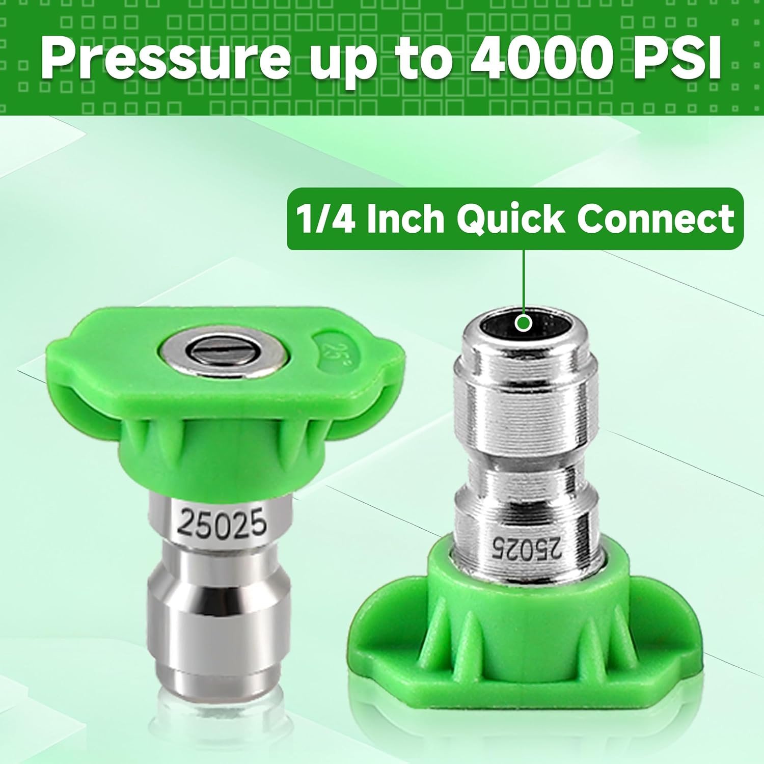 Pressure Washer Tips, 25 Degree Green Power Washer Nozzle Tips 7 Pack with No…