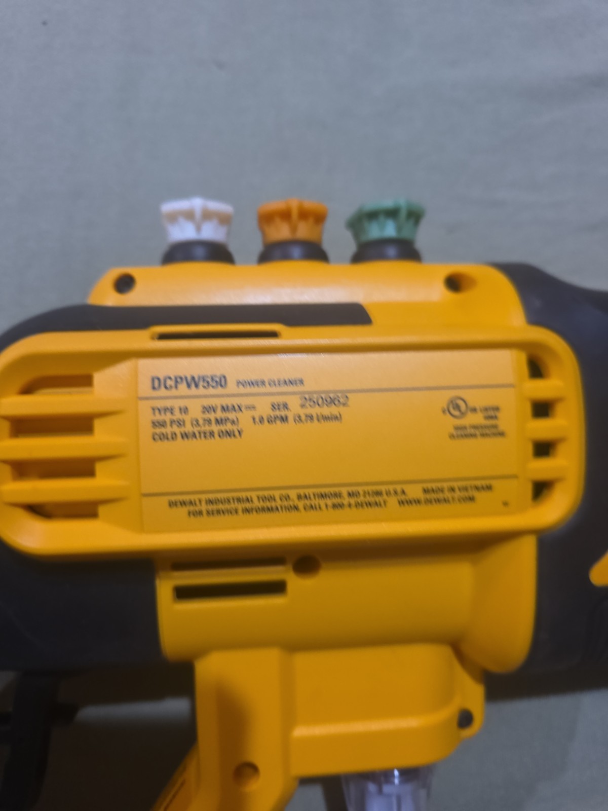 DeWalt DCPW550B 20V MAX 550 PSI Cordless Power Cleaner Tool Only