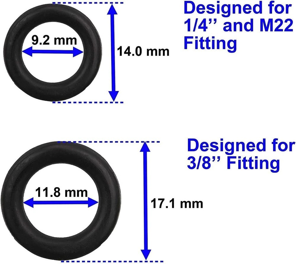 50 Pack Power Pressure Washer O-Rings for 1/4”, 3/8”, M22 Quick Connect Coupler,