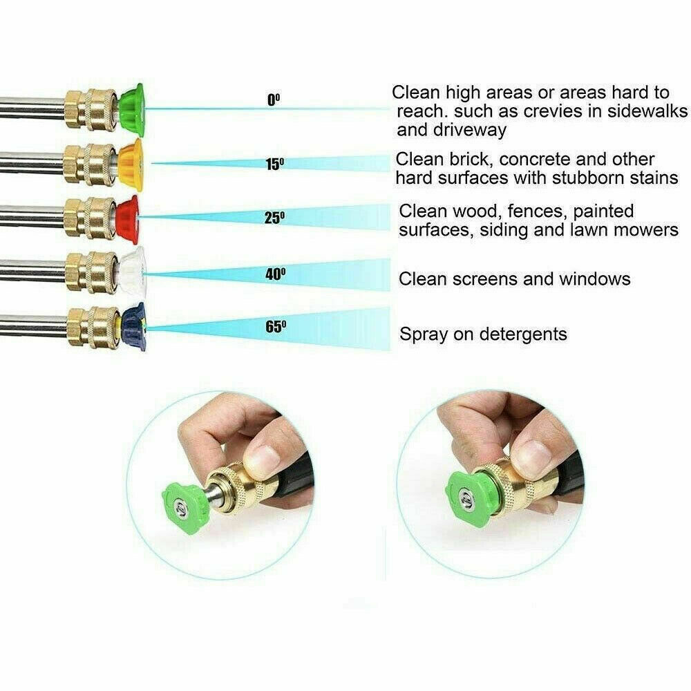 3000 PSI High Pressure Car Power Washer Spray Gun Wand Lance Nozzle Hose Kit M22