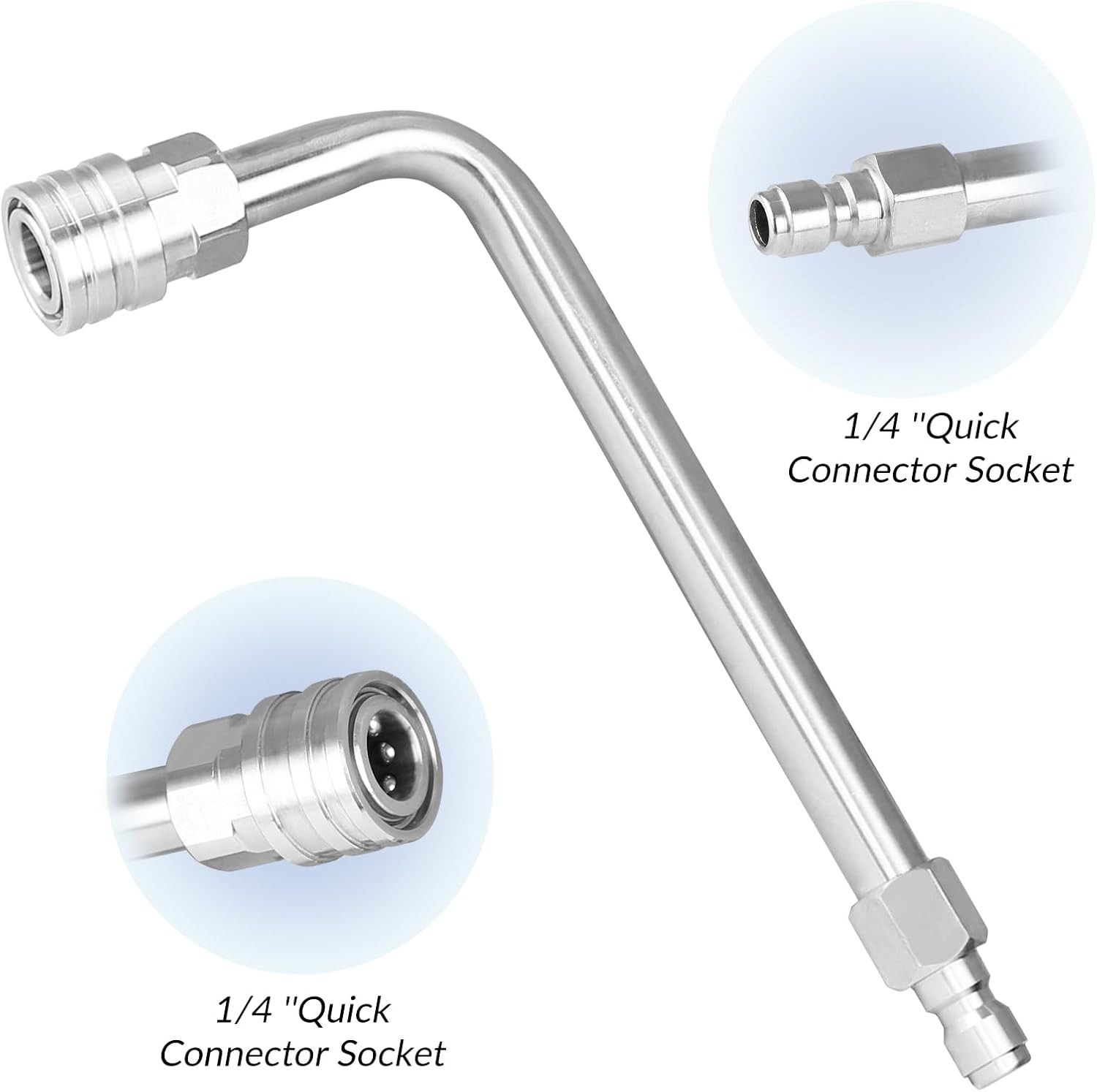 Pressure Washer Gutter Rod, 7 Inch 90 Degree Curved Angled Stainless Steel Lance