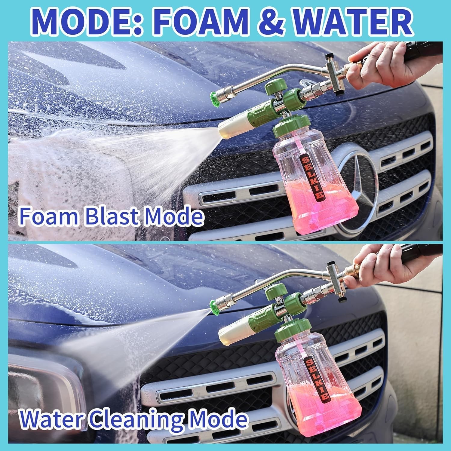 Foam Cannon with Dual Tip Attachment, Adjustable Pressure Washer Foam Blaster