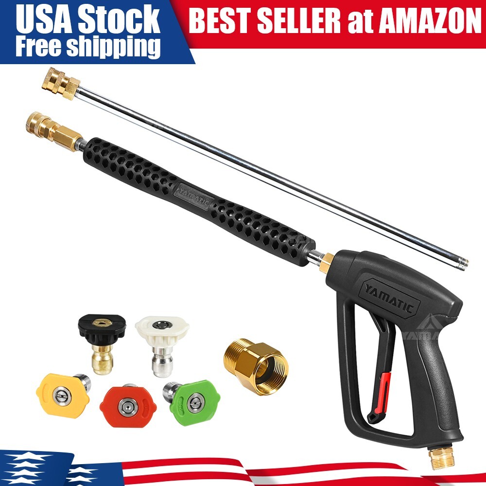 YAMATIC 4000psi Pressure Washer Gun Car Washer Gun 1/4″ Quick Connect Spray Tips